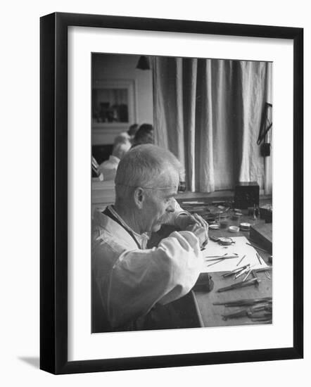Man Working at Watch Factory-William Vandivert-Framed Photographic Print