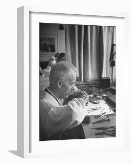 Man Working at Watch Factory-William Vandivert-Framed Photographic Print