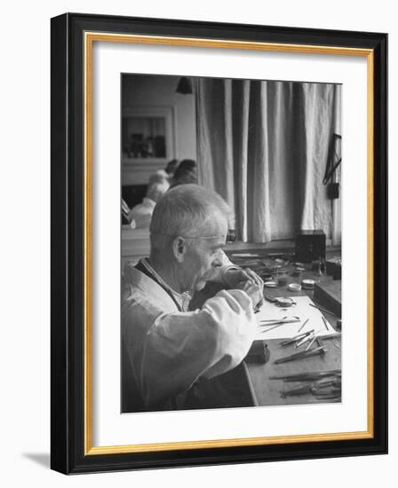 Man Working at Watch Factory-William Vandivert-Framed Photographic Print