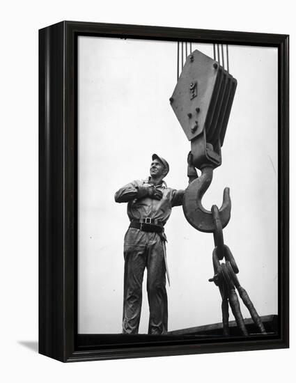 Man Working in Shipbuilding Industry-George Strock-Framed Premier Image Canvas