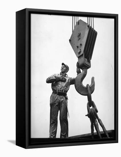 Man Working in Shipbuilding Industry-George Strock-Framed Premier Image Canvas