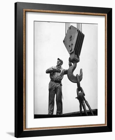 Man Working in Shipbuilding Industry-George Strock-Framed Photographic Print