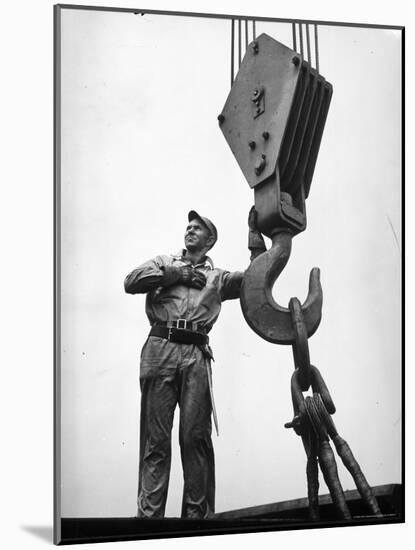 Man Working in Shipbuilding Industry-George Strock-Mounted Photographic Print