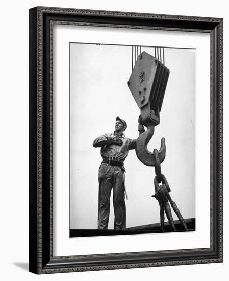 Man Working in Shipbuilding Industry-George Strock-Framed Photographic Print