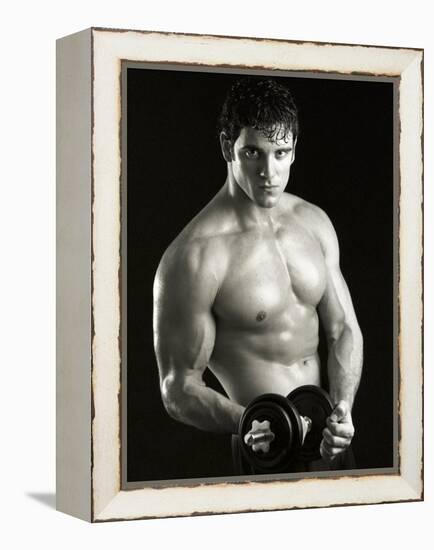 Man Working Out with Hand Wieghts, New York, New York, USA-Chris Trotman-Framed Premier Image Canvas