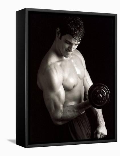 Man Working Out with Hand Wieghts, New York, New York, USA-Chris Trotman-Framed Premier Image Canvas