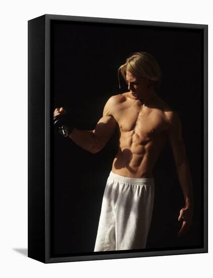 Man Working Out with Hand Wieghts, New York, New York, USA-Chris Trotman-Framed Premier Image Canvas