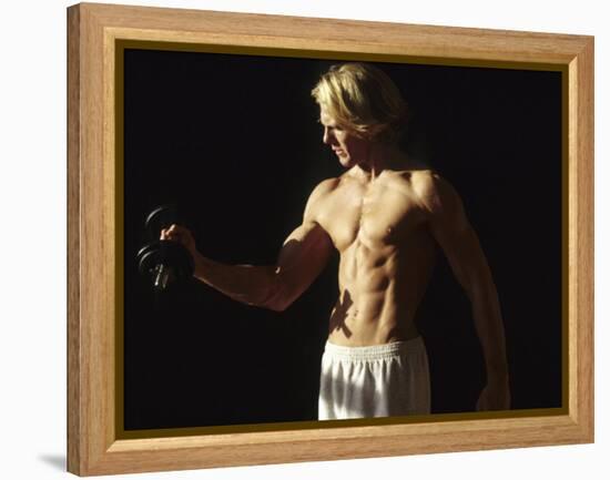 Man Working Out with Hand Wieghts, New York, New York, USA-Chris Trotman-Framed Premier Image Canvas