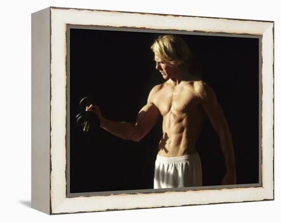 Man Working Out with Hand Wieghts, New York, New York, USA-Chris Trotman-Framed Premier Image Canvas