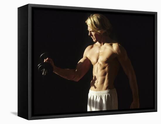 Man Working Out with Hand Wieghts, New York, New York, USA-Chris Trotman-Framed Premier Image Canvas