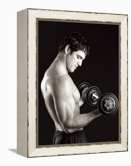 Man Working Out with Hand Wieghts, New York, New York, USA-Chris Trotman-Framed Premier Image Canvas