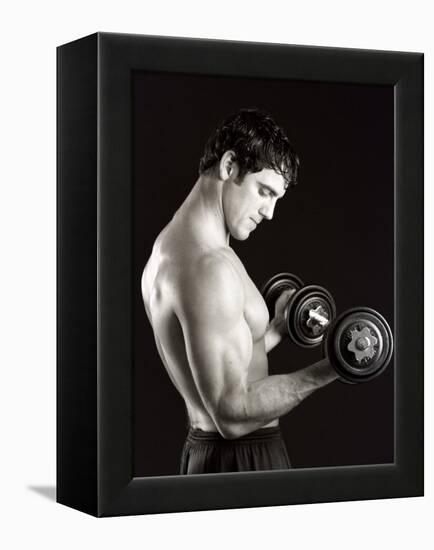 Man Working Out with Hand Wieghts, New York, New York, USA-Chris Trotman-Framed Premier Image Canvas