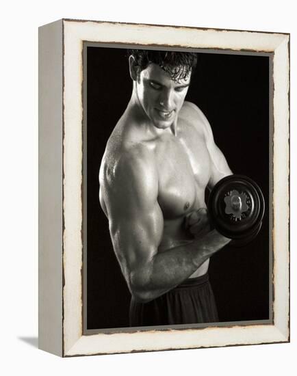 Man Working Out with Hand Wieghts, New York, New York, USA-Chris Trotman-Framed Premier Image Canvas