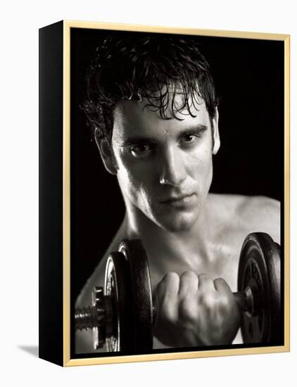 Man Working Out with Hand Wieghts, New York, New York, USA-Chris Trotman-Framed Premier Image Canvas