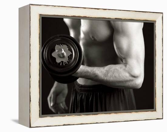 Man Working Out with Hand Wieghts, New York, New York, USA-Chris Trotman-Framed Premier Image Canvas