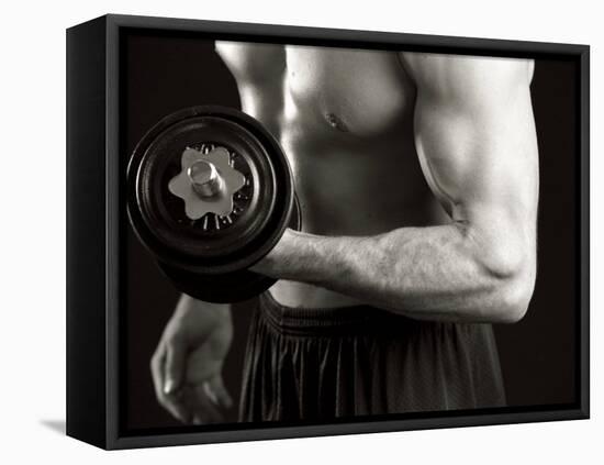 Man Working Out with Hand Wieghts, New York, New York, USA-Chris Trotman-Framed Premier Image Canvas