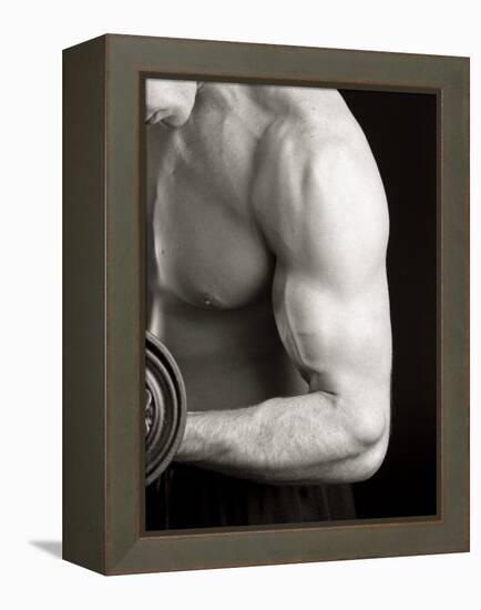 Man Working Out with Hand Wieghts, New York, New York, USA-Chris Trotman-Framed Premier Image Canvas