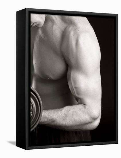 Man Working Out with Hand Wieghts, New York, New York, USA-Chris Trotman-Framed Premier Image Canvas