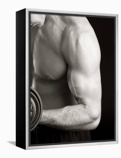 Man Working Out with Hand Wieghts, New York, New York, USA-Chris Trotman-Framed Premier Image Canvas