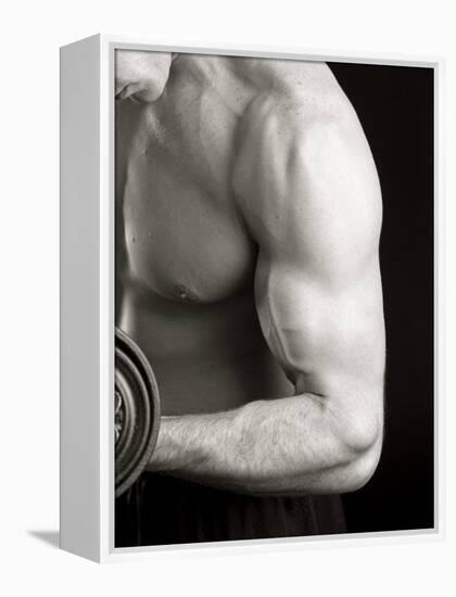 Man Working Out with Hand Wieghts, New York, New York, USA-Chris Trotman-Framed Premier Image Canvas