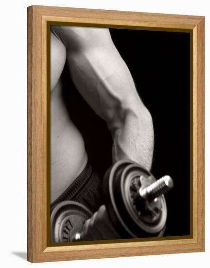 Man Working Out with Hand Wieghts, New York, New York, USA-Chris Trotman-Framed Premier Image Canvas