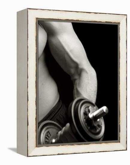 Man Working Out with Hand Wieghts, New York, New York, USA-Chris Trotman-Framed Premier Image Canvas