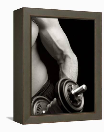 Man Working Out with Hand Wieghts, New York, New York, USA-Chris Trotman-Framed Premier Image Canvas