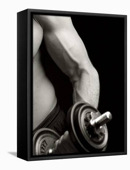 Man Working Out with Hand Wieghts, New York, New York, USA-Chris Trotman-Framed Premier Image Canvas