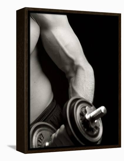 Man Working Out with Hand Wieghts, New York, New York, USA-Chris Trotman-Framed Premier Image Canvas