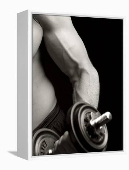 Man Working Out with Hand Wieghts, New York, New York, USA-Chris Trotman-Framed Premier Image Canvas
