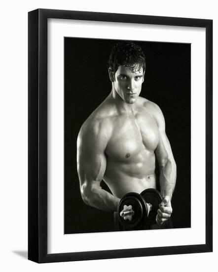 Man Working Out with Hand Wieghts, New York, New York, USA-Chris Trotman-Framed Photographic Print