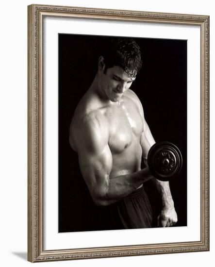 Man Working Out with Hand Wieghts, New York, New York, USA-Chris Trotman-Framed Photographic Print