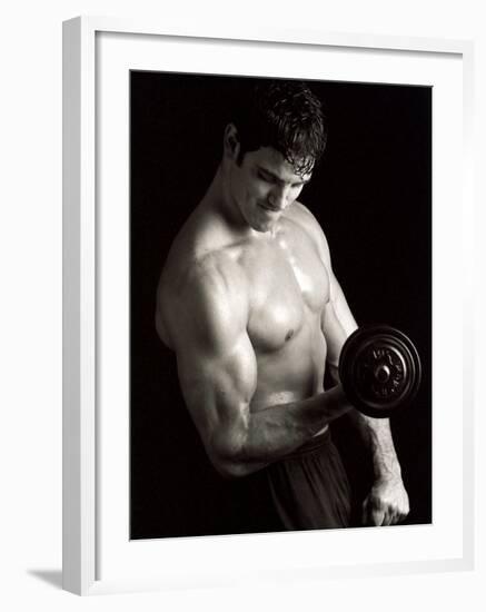 Man Working Out with Hand Wieghts, New York, New York, USA-Chris Trotman-Framed Photographic Print