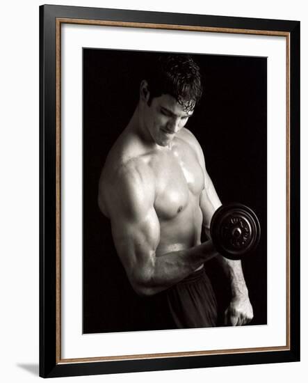 Man Working Out with Hand Wieghts, New York, New York, USA-Chris Trotman-Framed Photographic Print