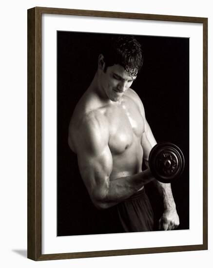 Man Working Out with Hand Wieghts, New York, New York, USA-Chris Trotman-Framed Photographic Print