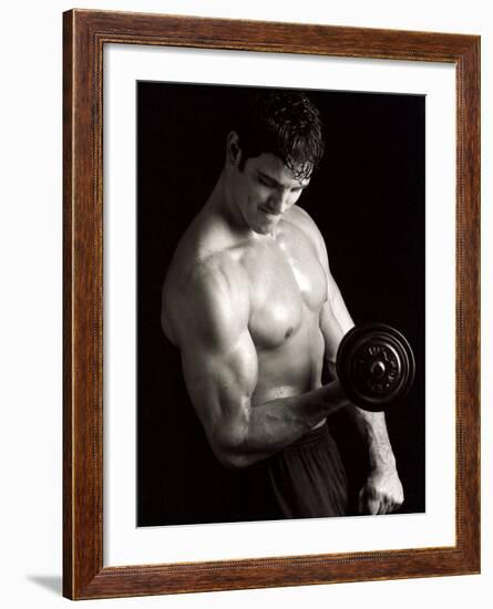 Man Working Out with Hand Wieghts, New York, New York, USA-Chris Trotman-Framed Photographic Print