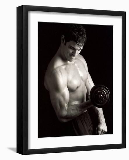 Man Working Out with Hand Wieghts, New York, New York, USA-Chris Trotman-Framed Photographic Print