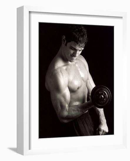 Man Working Out with Hand Wieghts, New York, New York, USA-Chris Trotman-Framed Photographic Print