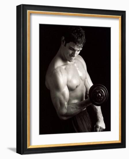 Man Working Out with Hand Wieghts, New York, New York, USA-Chris Trotman-Framed Photographic Print