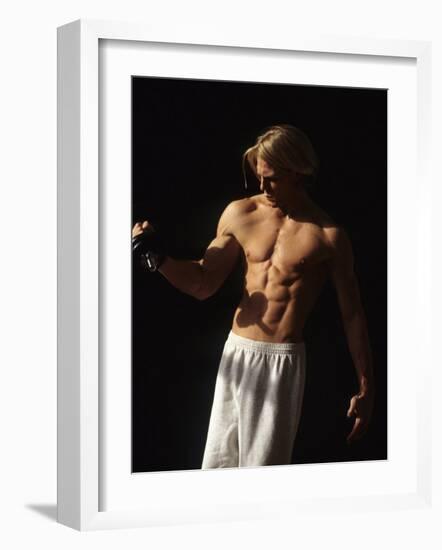 Man Working Out with Hand Wieghts, New York, New York, USA-Chris Trotman-Framed Photographic Print