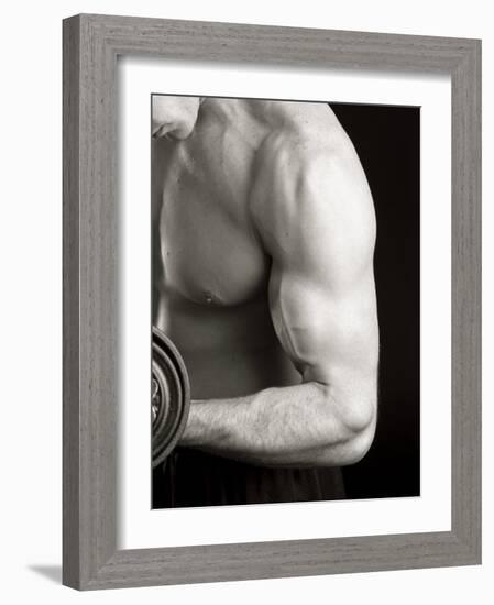 Man Working Out with Hand Wieghts, New York, New York, USA-Chris Trotman-Framed Photographic Print