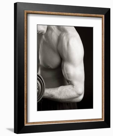 Man Working Out with Hand Wieghts, New York, New York, USA-Chris Trotman-Framed Photographic Print