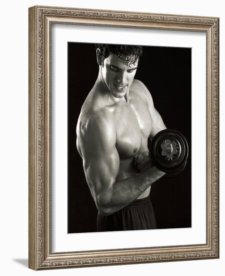 Man Working Out with Hand Wieghts, New York, New York, USA-Chris Trotman-Framed Photographic Print