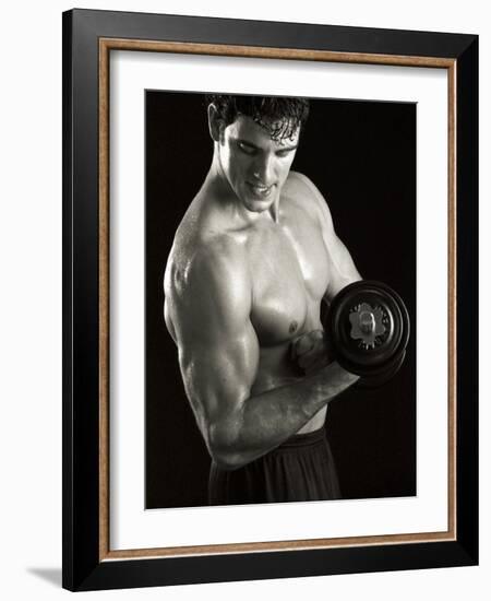 Man Working Out with Hand Wieghts, New York, New York, USA-Chris Trotman-Framed Photographic Print