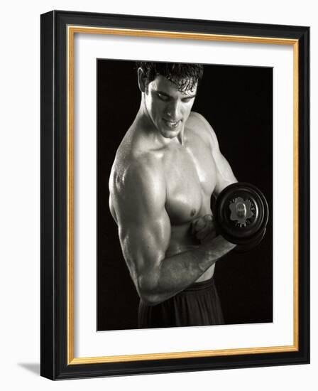 Man Working Out with Hand Wieghts, New York, New York, USA-Chris Trotman-Framed Photographic Print