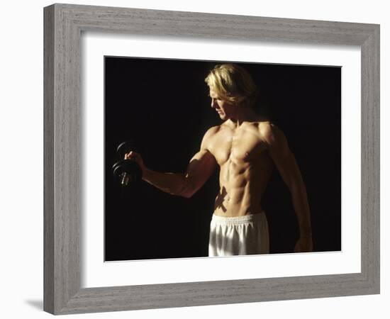 Man Working Out with Hand Wieghts, New York, New York, USA-Chris Trotman-Framed Photographic Print