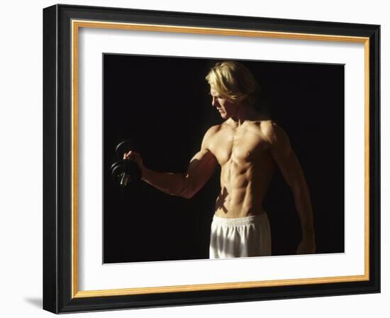 Man Working Out with Hand Wieghts, New York, New York, USA-Chris Trotman-Framed Photographic Print