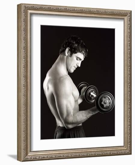 Man Working Out with Hand Wieghts, New York, New York, USA-Chris Trotman-Framed Photographic Print