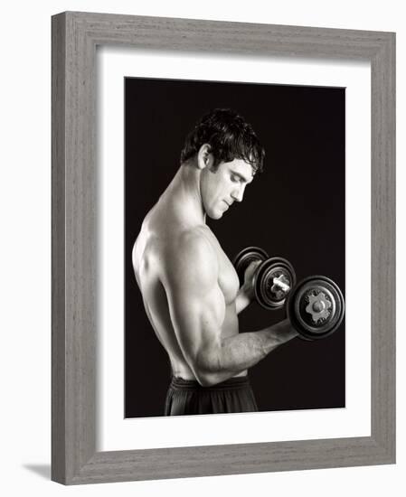 Man Working Out with Hand Wieghts, New York, New York, USA-Chris Trotman-Framed Photographic Print