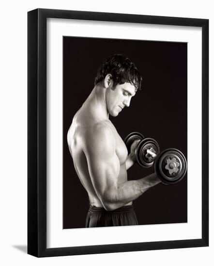 Man Working Out with Hand Wieghts, New York, New York, USA-Chris Trotman-Framed Photographic Print